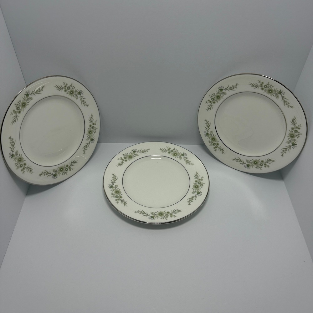 Wedgwood Westbury Bread Butter Plates Set 3 Bone China Floral Platinum England